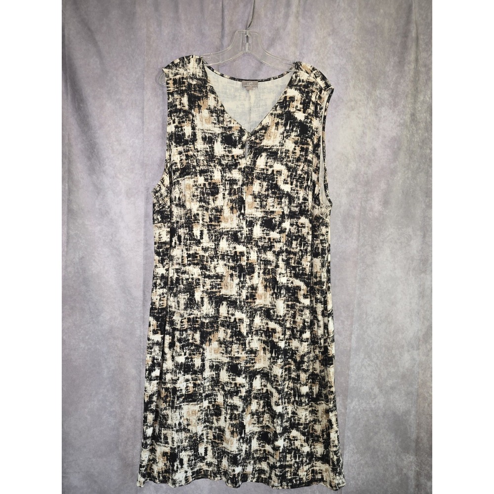 J.Jill Wearever Collection Stretch A-line Tank Dress, Neutral Colors Key Hole 3X